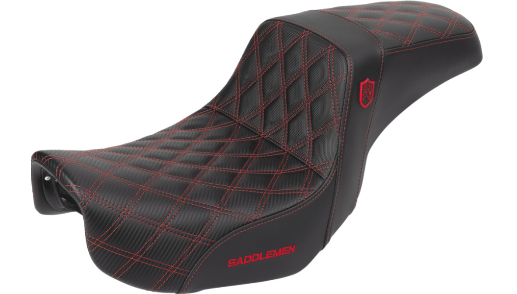 Saddlemen Pro Series SDC Performance Seat - Carbon Fiber/Lumbar Gripper - Red Stitch - Dyna '06-'17