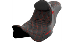 Saddlemen Pro Series SDC Performance Seat - w/ Backrest - Red Stitch - FLH/FLT '08-'23