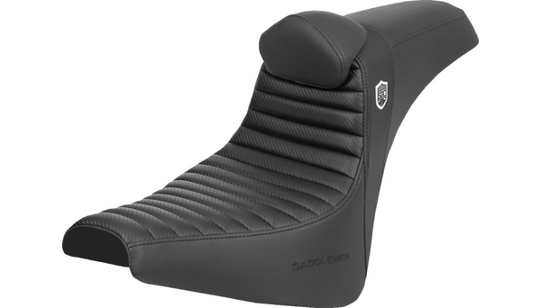 Saddlemen Pro Series SDC Performance Seat - w/ Backrest - Tuck-n-Roll/Carbon Fiber - Gripper - FX '18-'24