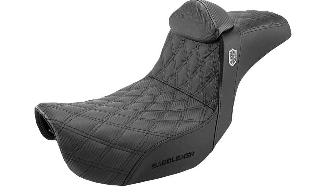 Saddlemen Pro Series SDC Performance Seat - w/ Backrest - Lattice Stitch/Lumbar Gripper - FLD/FXD '06-'17