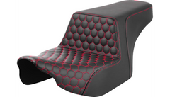 Saddlemen Step-Up Seat - Front Honeycomb - Red Stitching - FL '23-'24