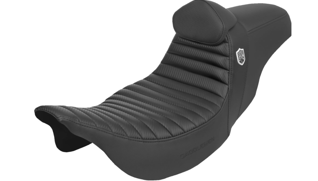 Saddlemen Pro Series SDC Performance Seat - w/ Backrest - Tuck-n-Roll/Carbon Fiber - Gripper - FLH/FLT '08-'23
