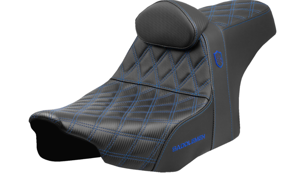 Saddlemen Pro Series SDC Performance Seat - Blue Stitching - w/ Backrest - FLT/FLH '23-'25