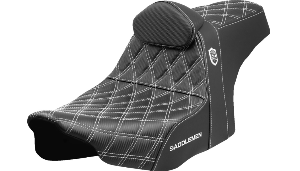 Saddlemen Pro Series SDC Performance Seat - White Stitching - w/ Backrest - FLT/FLH '23-'25