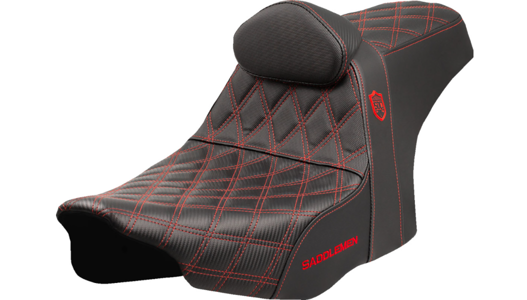 Saddlemen Pro Series SDC Performance Seat - Red Stitching - w/ Backrest - FLT/FLH '23-'25