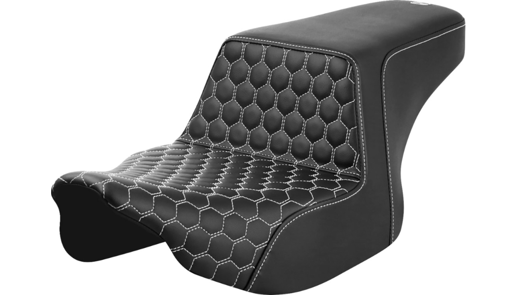 Saddlemen Step-Up Seat - Front Honeycomb - White Stitching - FL '23-'24
