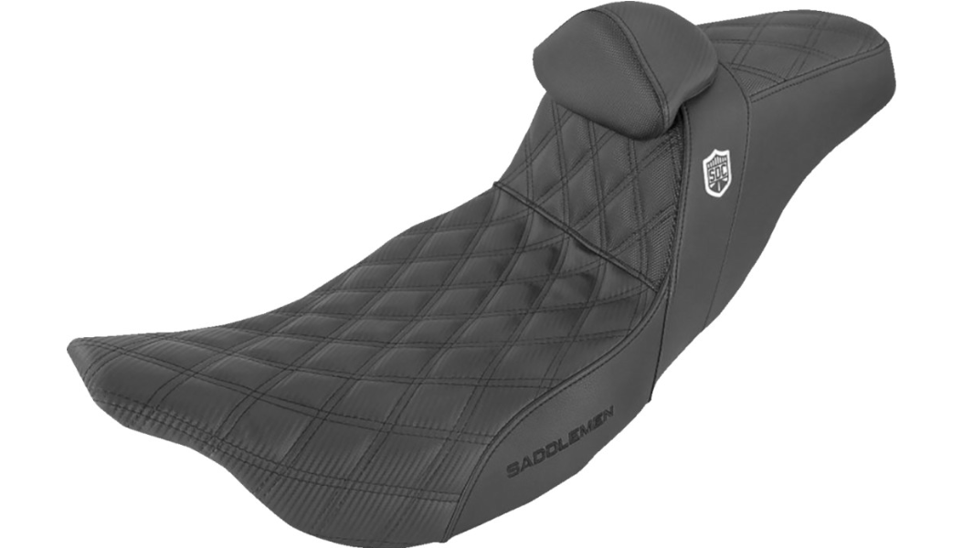 Saddlemen Pro Series SDC Performance Seat - w/ Backrest - Lattice Stitch/Lumbar Gripper - FL '08-'23