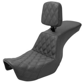 *NEW* Tour Step Up Seat - Rider Backrest - Front Lattice Stitch - Dyna '06-'17