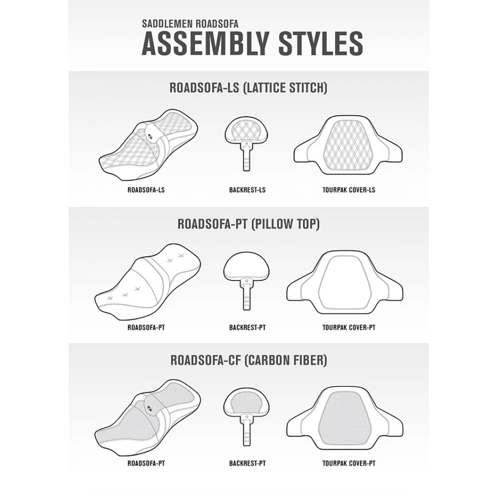 2008-2022 FLHR, FLHT, FLHX & FLTR Heated Roadsofa™ LS Seat with Driver's Backrest