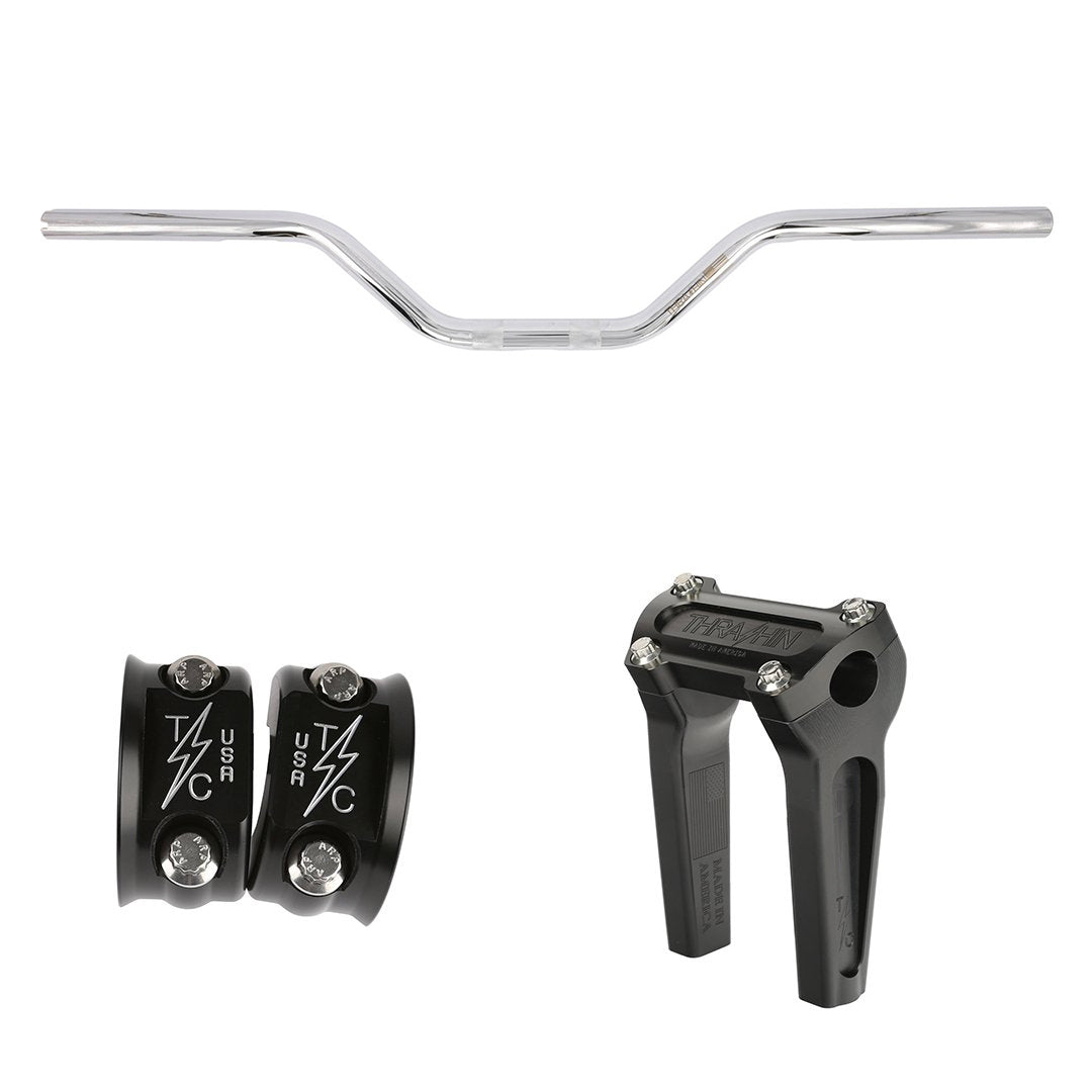 Bars, Risers, & Perch Clamp Kit - Aggressive Mid Bend Bars